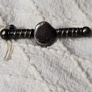 Sweetheart Locket Pin Unmarked Silver Engraved Brooch Collar